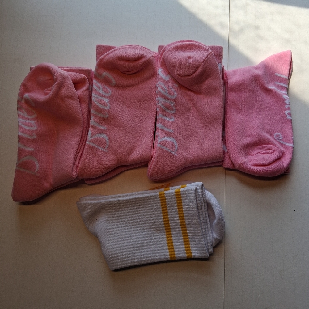 Bridal Party Socks 8 Pairs White And Pink